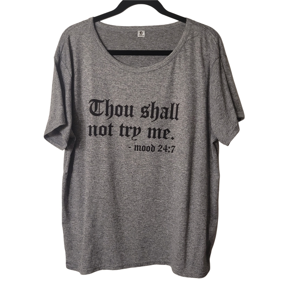Funny Short Sleeve Tee with Gothic Print XL Grey